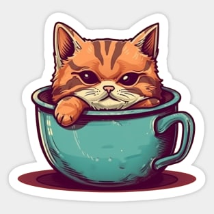 Kawaii Cat Lover, Cat inside Mug Sticker